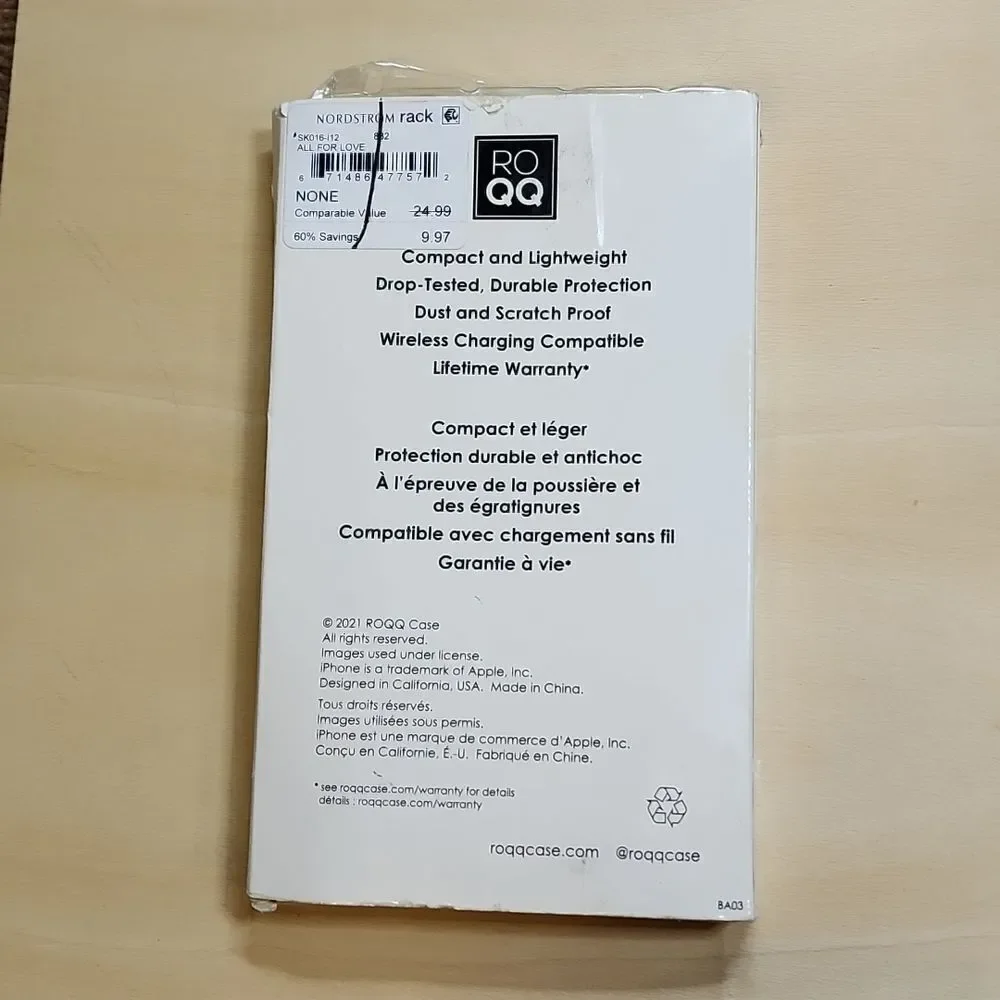 ROQQ Rainbow Sparkle iPhone 12/12 PRO Case New but box is damaged.